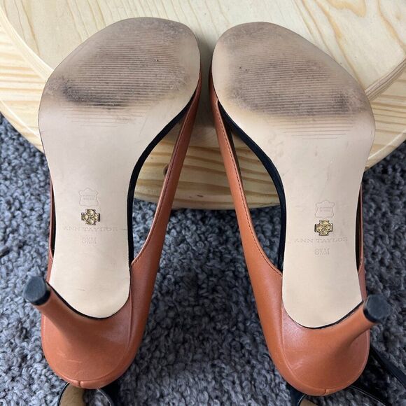 Ann Taylor Rian Pumps Womens 8.5 Genuine Leather Ankle Wrap Stiletto Heels - Picture 9 of 10
